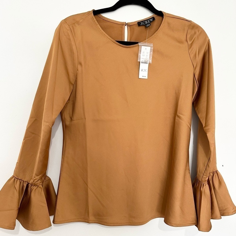 J.Crew burnt Carmel long bell sleeves size XS modest office